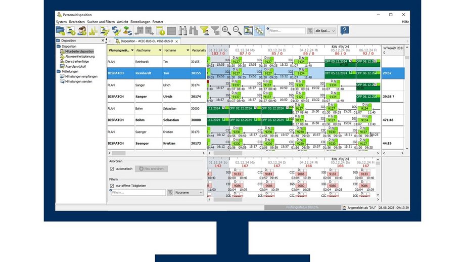 IVU.crew Benutzeroberfläche - Personaldisposition für Bus- und Straßenbahnbetriebe