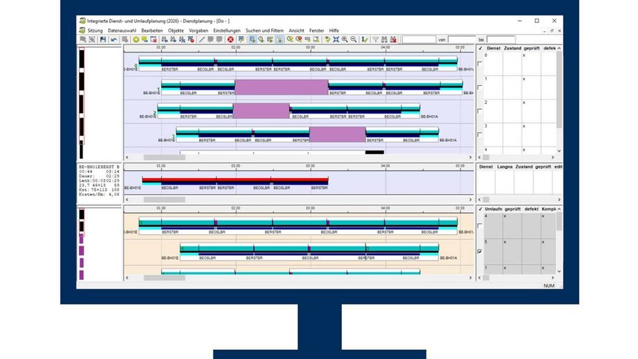 IVU.duty Benutzeroberfläche - Dienstplanung für Bus- und Straßenbahnbetriebe