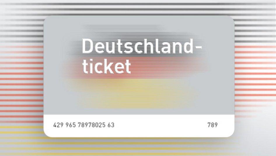 Beispiel eines Deutschlandtickets mit stilisierter Deutschlandkarte