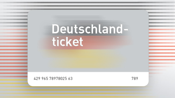 Beispiel eines Deutschlandtickets mit stilisierter Deutschlandkarte